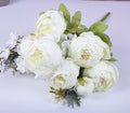 13-Piece European Style Core-Spun Peony Artificial Flowers Bouquet – High-End Silk Peony Arrangement (47cm Decorative Flowers)