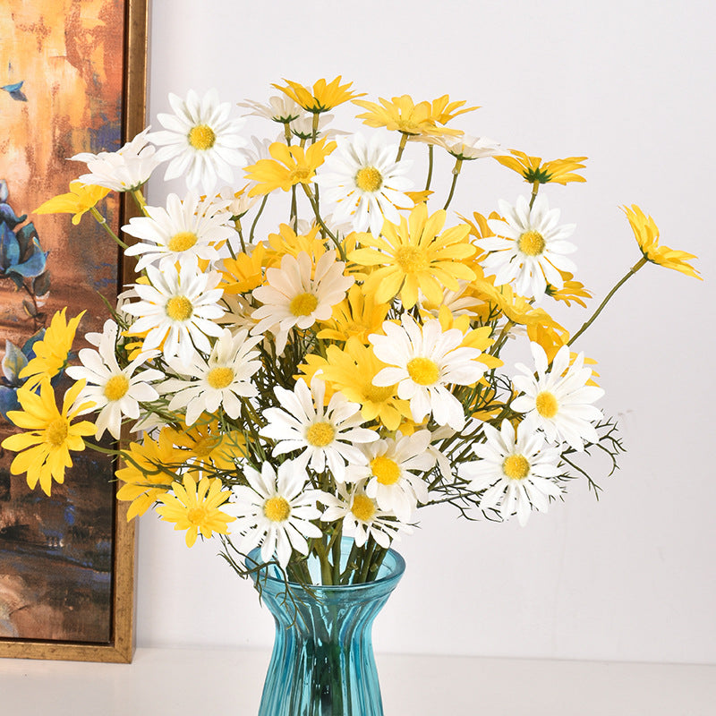 Artificial New York Aster Flower Stem – 5 Head Silk Floral Branch for Home & Wedding Decor