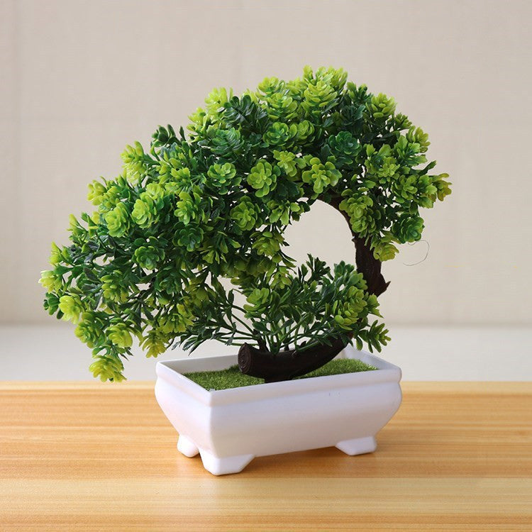 Artificial Bonsai Plant in Pot – Plastic Decorative Flower for Home & Office Desk Decor
