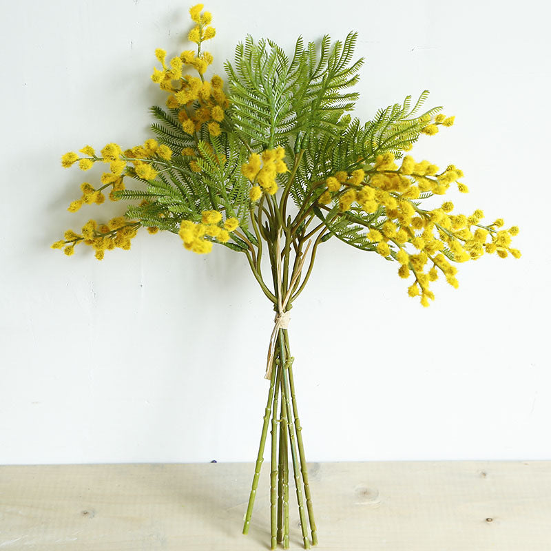 Artificial Acacia Flower Branch – Silk Faux Floral Stem for Home Decor