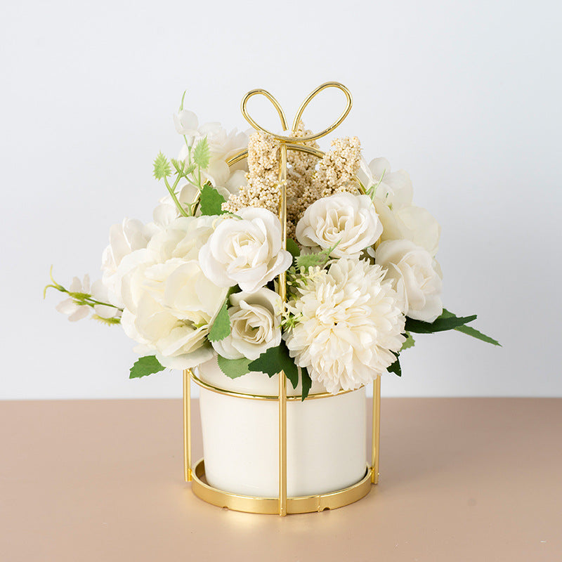 Small Artificial Potted Plant – Dried Flower Bouquet for Home Decor