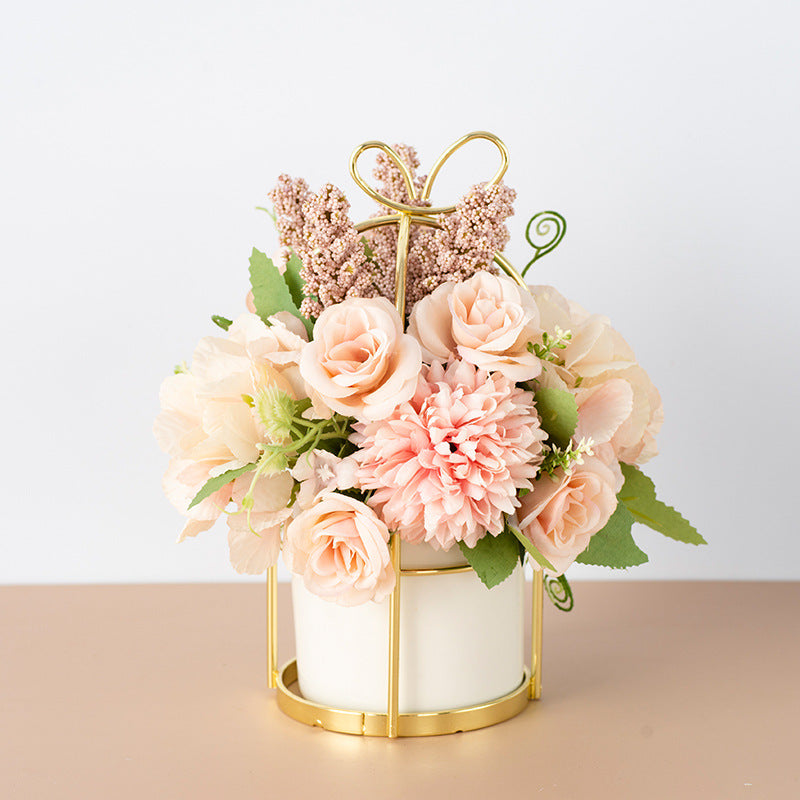 Small Artificial Potted Plant – Dried Flower Bouquet for Home Decor