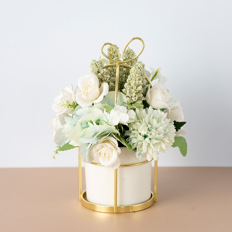 Small Artificial Potted Plant – Dried Flower Bouquet for Home Decor