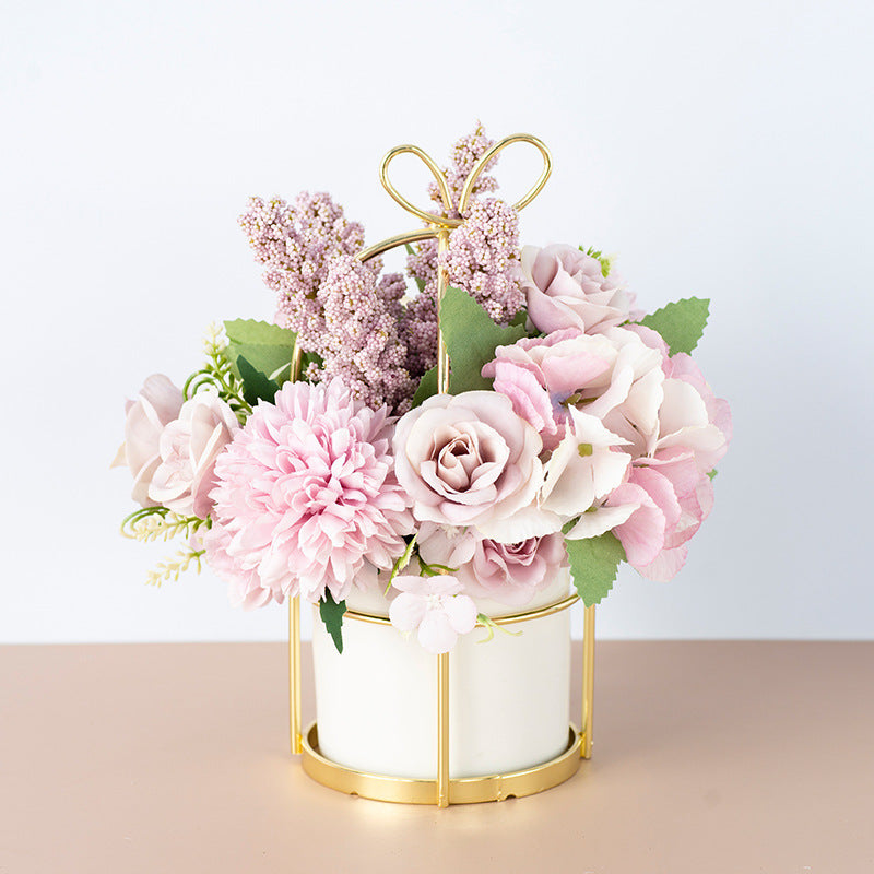Small Artificial Potted Plant – Dried Flower Bouquet for Home Decor