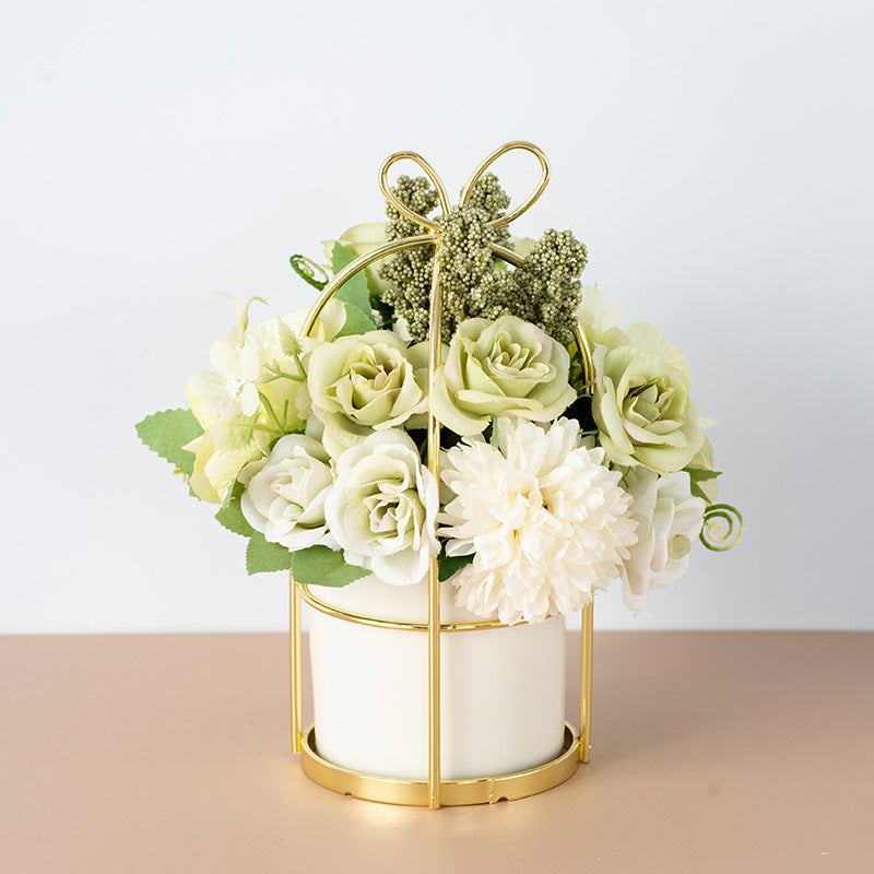 Small Artificial Potted Plant – Dried Flower Bouquet for Home Decor