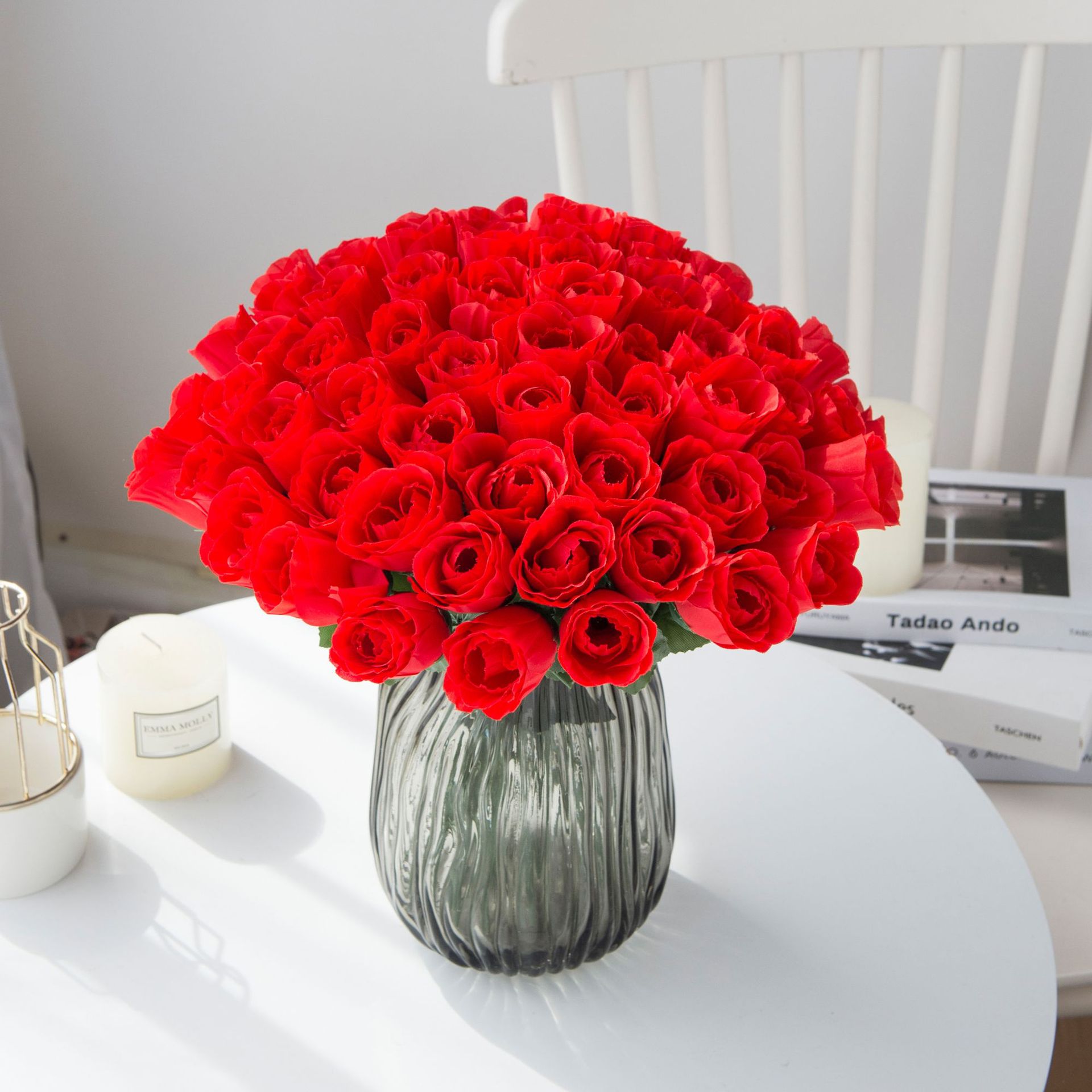 Artificial Silk Rose Flower Stem – Faux Floral Decor for Wedding & Home (36cm)