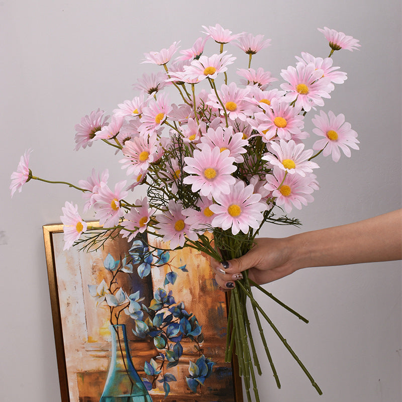 Artificial New York Aster Flower Stem – 5 Head Silk Floral Branch for Home & Wedding Decor