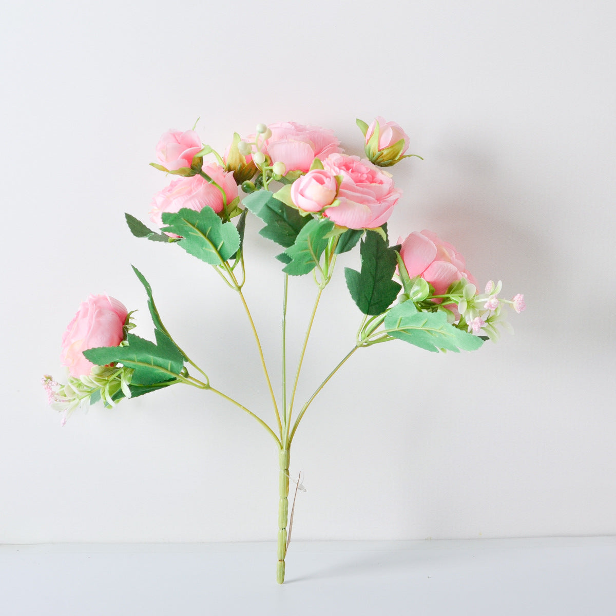 Korean Silk Hand Holding Flower Bouquet – 5 Spring Peonies Artificial Wedding & Home Decoration Bouquet (31cm)