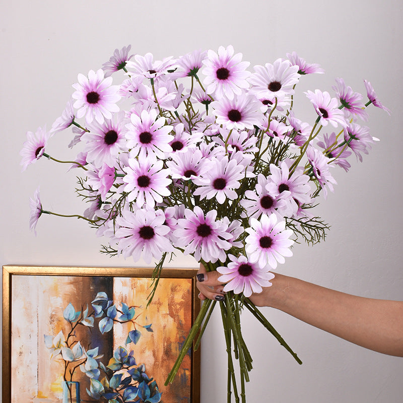 Artificial New York Aster Flower Stem – 5 Head Silk Floral Branch for Home & Wedding Decor