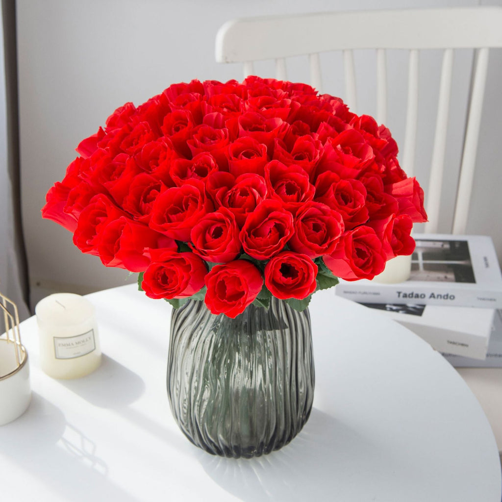 Artificial Silk Rose Flower Stem – Faux Floral Decor for Wedding & Home (36cm)