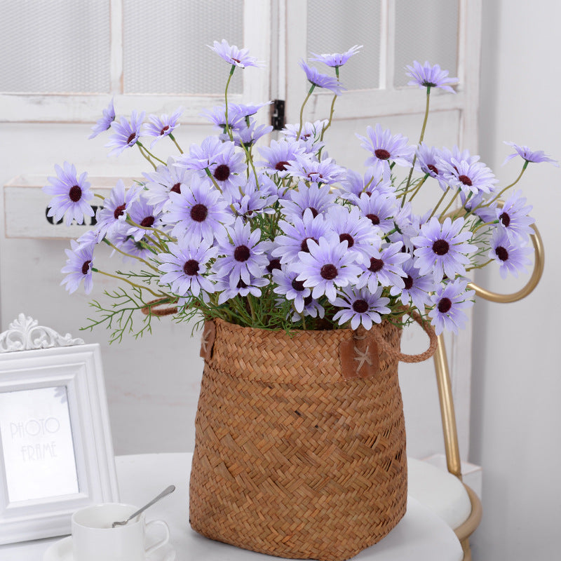 Artificial New York Aster Flower Stem – 5 Head Silk Floral Branch for Home & Wedding Decor