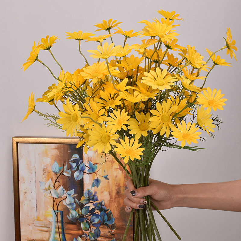 Artificial New York Aster Flower Stem – 5 Head Silk Floral Branch for Home & Wedding Decor