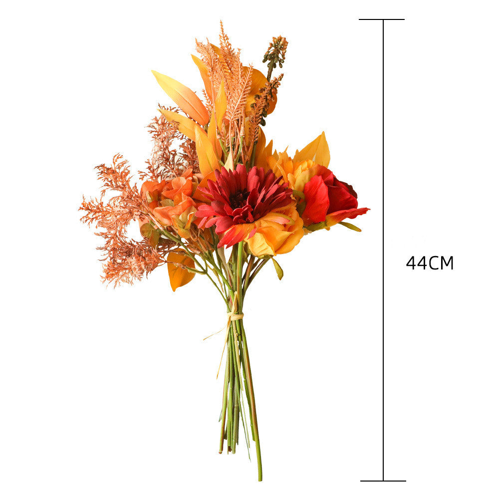 Autumn Dried Flower Bouquet – Artificial Green Plants for Home & Wedding Decor