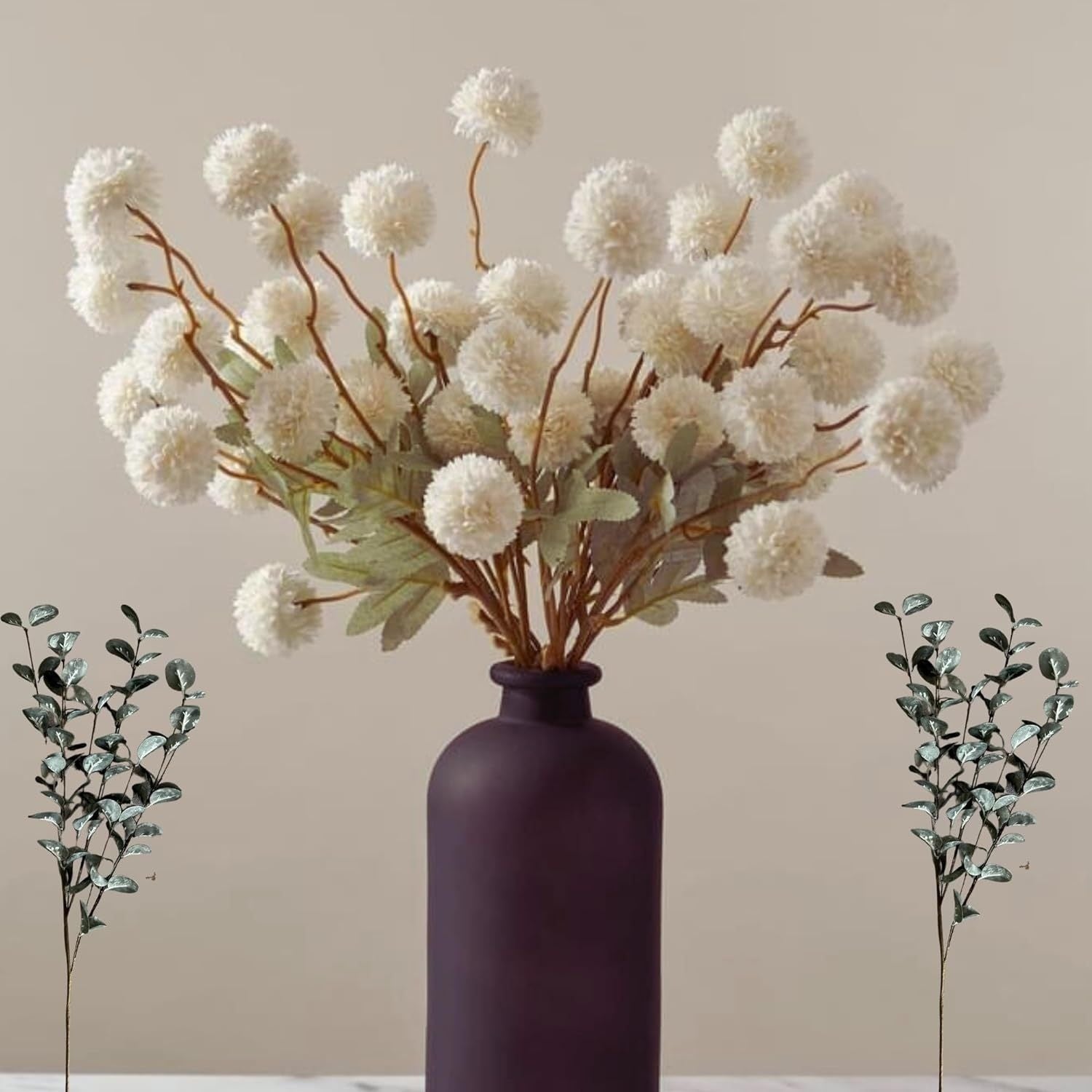 Artificial Autumn Dandelion Flower Branch – Silk Faux Floral Decor for Home & Wedding