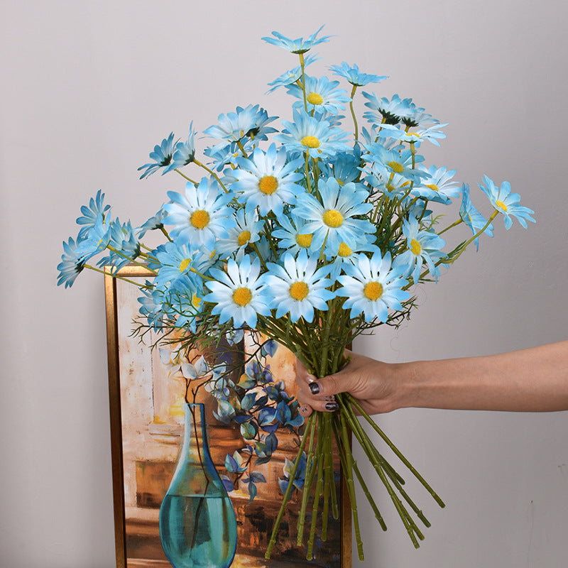 Artificial New York Aster Flower Stem – 5 Head Silk Floral Branch for Home & Wedding Decor