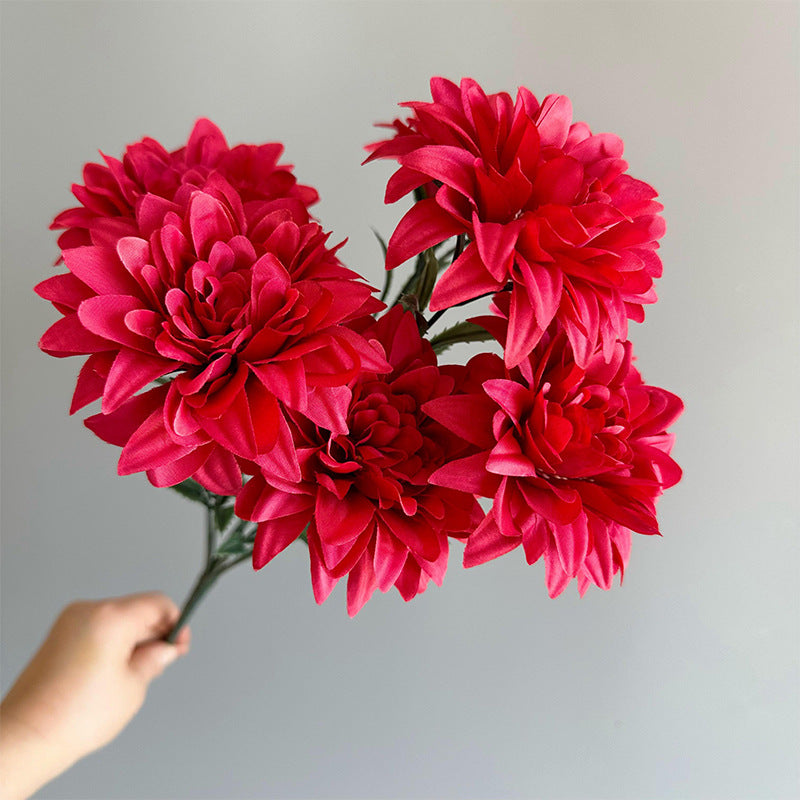 Artificial Dahlia Flower Bouquet – Silk Rose & Peony Arrangement for Desktop & Home Decor