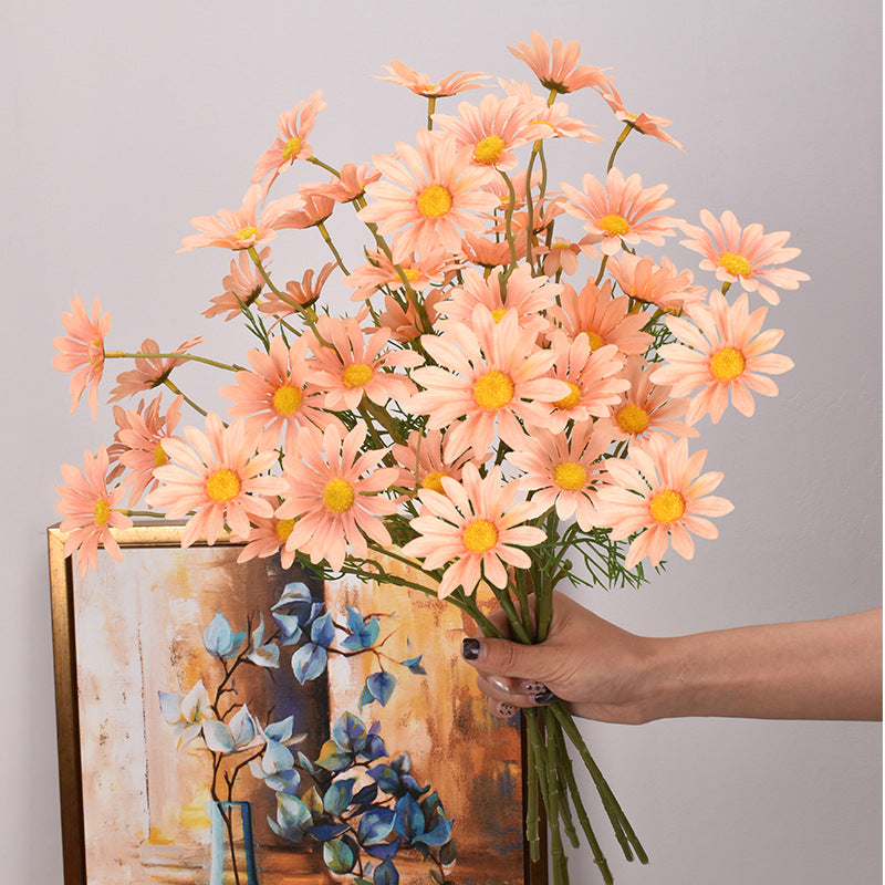 Artificial New York Aster Flower Stem – 5 Head Silk Floral Branch for Home & Wedding Decor
