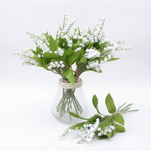 Artificial Wind Chime Grass 6 Fork White Floral Bundle for Home and Wedding Decoration
