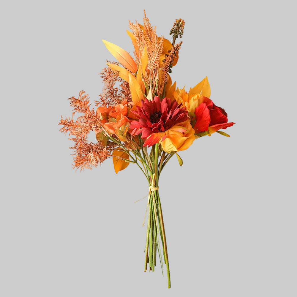 Autumn dried flower bouquet with artificial green plants for home and wedding decoration