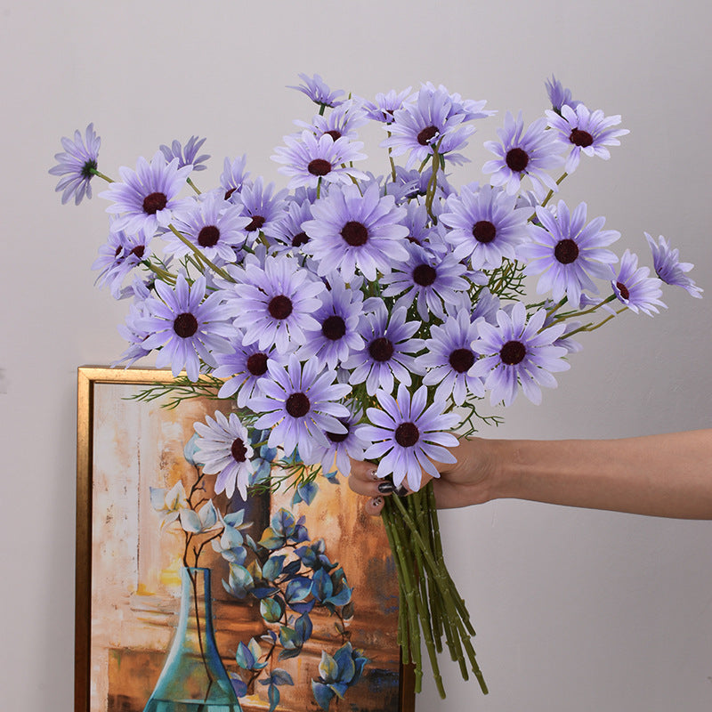 Artificial New York Aster Flower Stem – 5 Head Silk Floral Branch for Home & Wedding Decor