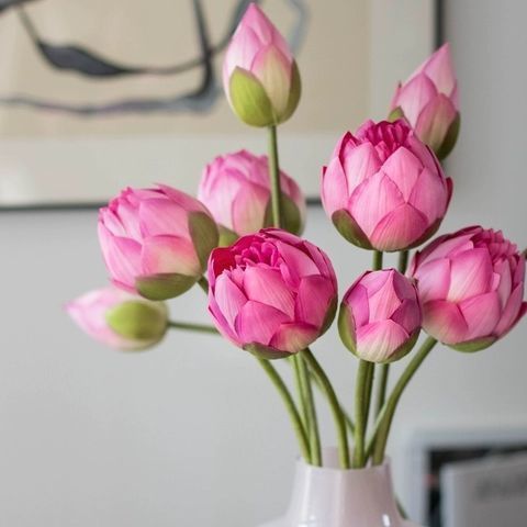 Artificial Lotus Flower & Seed Pod – Silk Faux Floral for Home, Pond & Wedding Decor