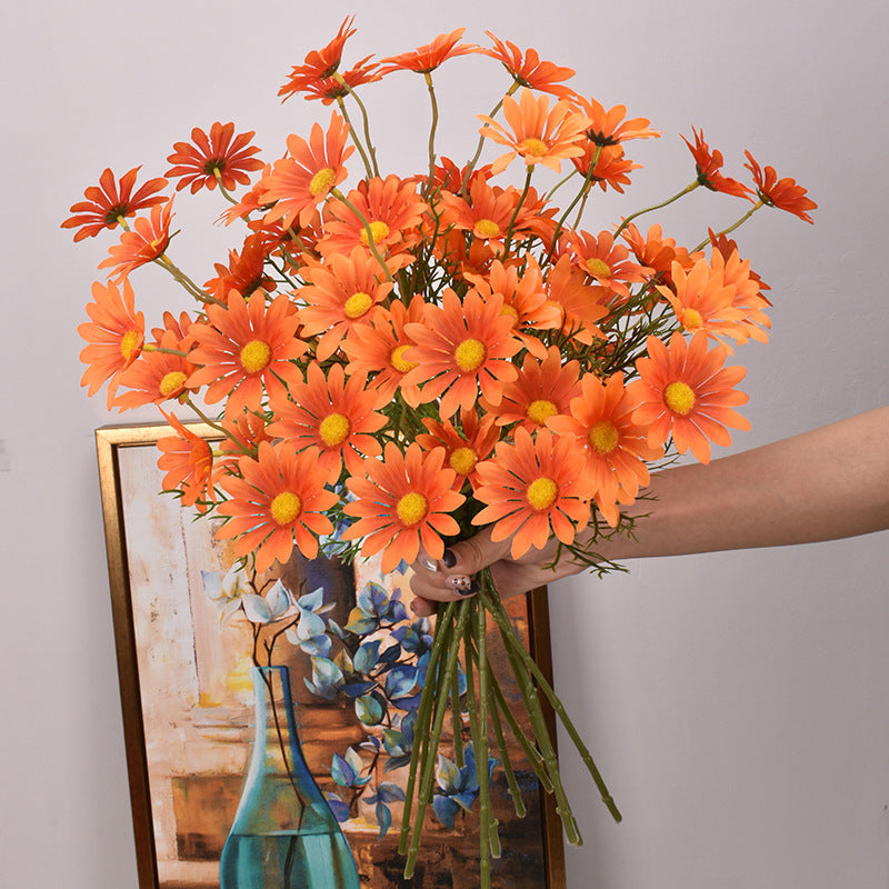 Artificial New York Aster Flower Stem – 5 Head Silk Floral Branch for Home & Wedding Decor
