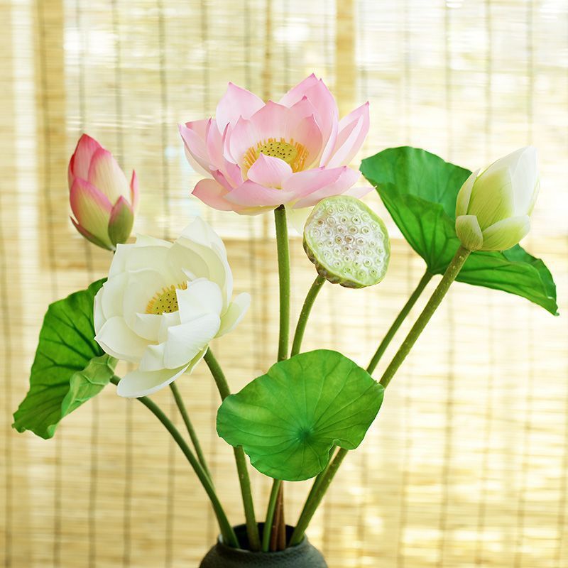 Artificial Lotus Flower & Seed Pod – Silk Faux Floral for Home, Pond & Wedding Decor