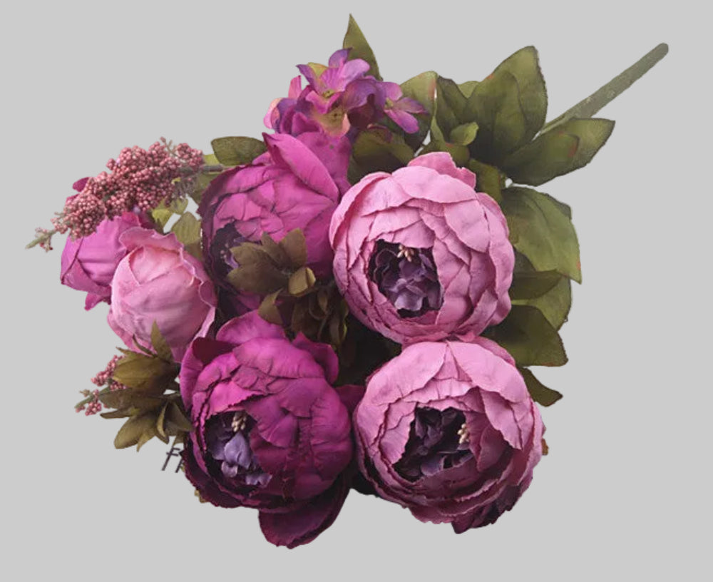 European style artificial peony bouquet with silk flowers 47cm decorative arrangement