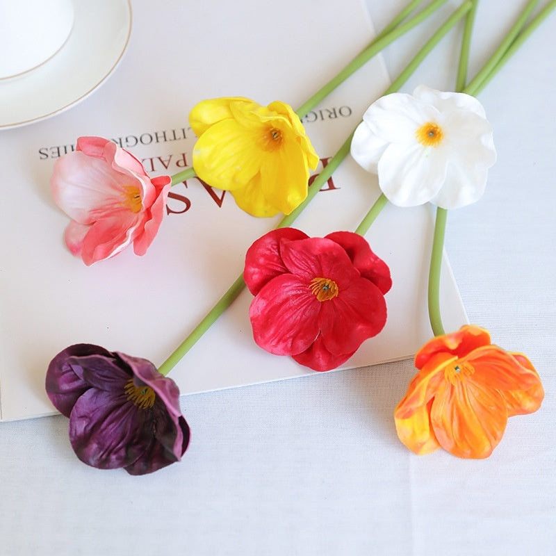 Mini Artificial Poppy Flower Stem – PU Faux Floral for Wedding, Home & Event Decor