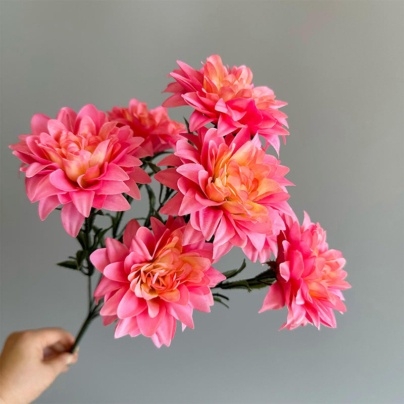 Artificial Dahlia Flower Bouquet – Silk Rose & Peony Arrangement for Desktop & Home Decor