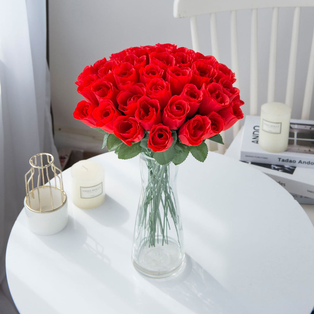 Artificial Silk Rose Flower Stem – Faux Floral Decor for Wedding & Home (36cm)
