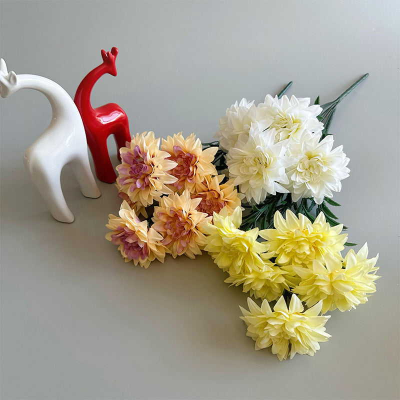 Artificial Dahlia Flower Bouquet – Silk Rose & Peony Arrangement for Desktop & Home Decor