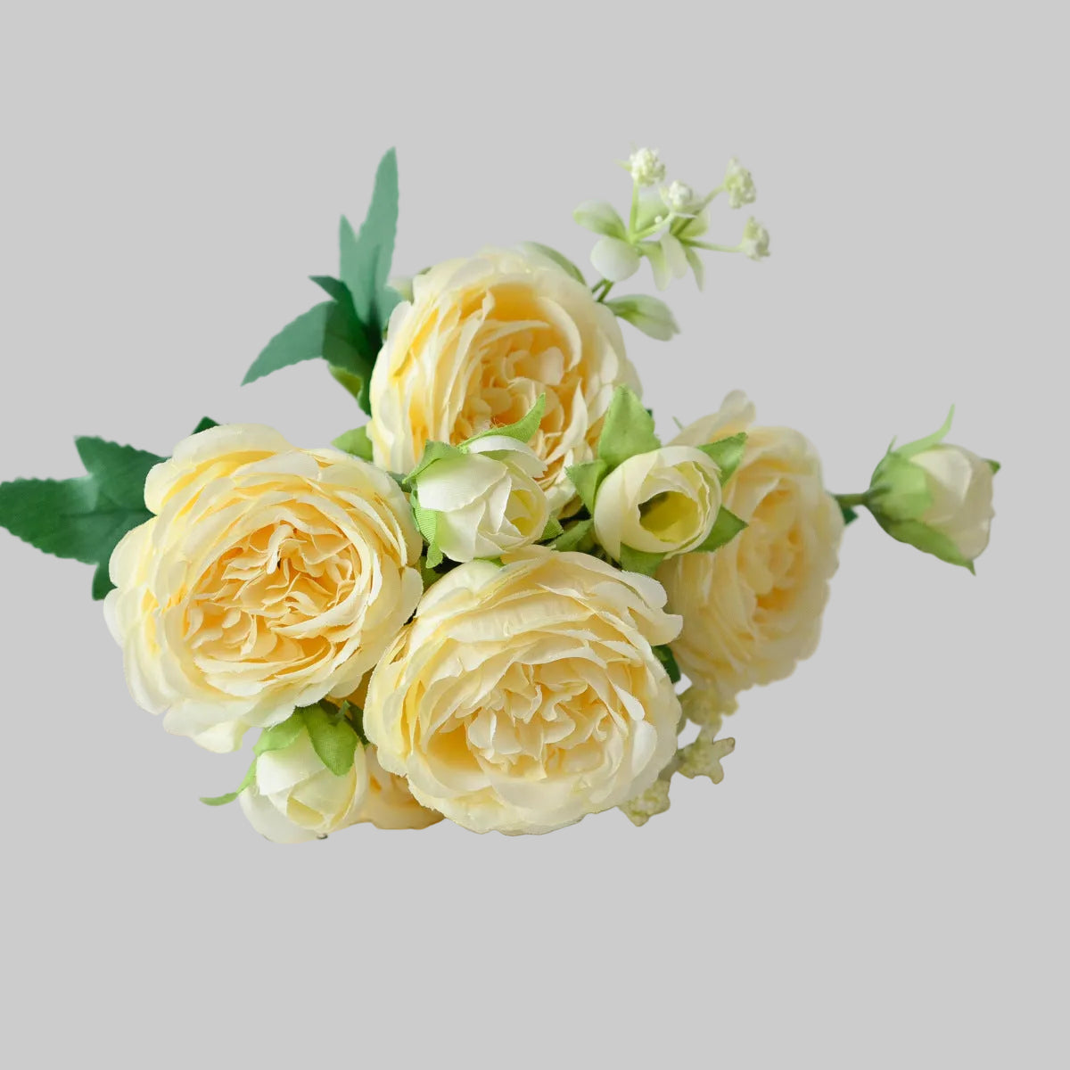 Korean silk peony bouquet with 5 spring artificial flowers for wedding decoration