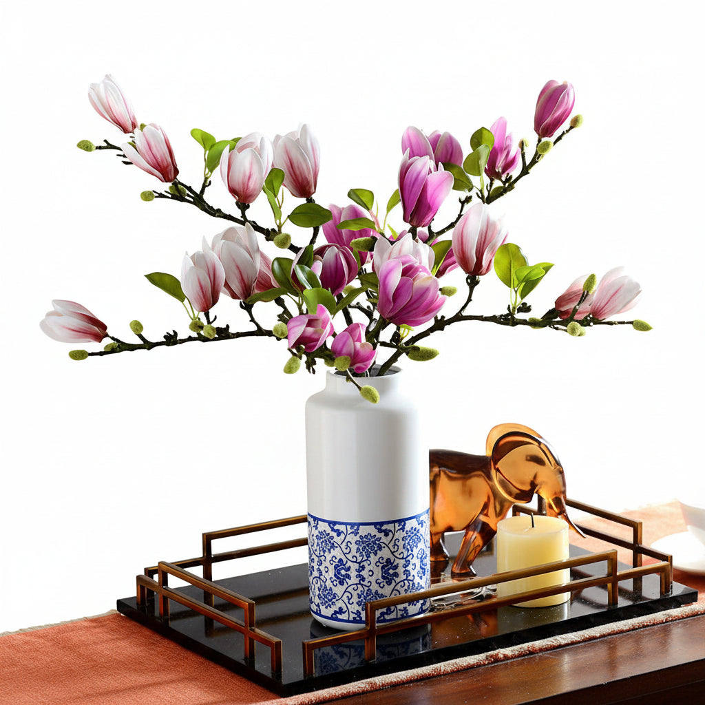 Magnolia Artificial Silk Flower Stem for Home Decoration and Wedding Decor