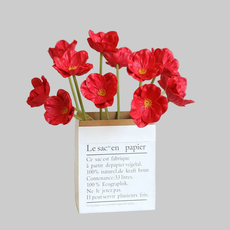 Mini artificial poppy flower stem made of PU for home decoration and wedding decor