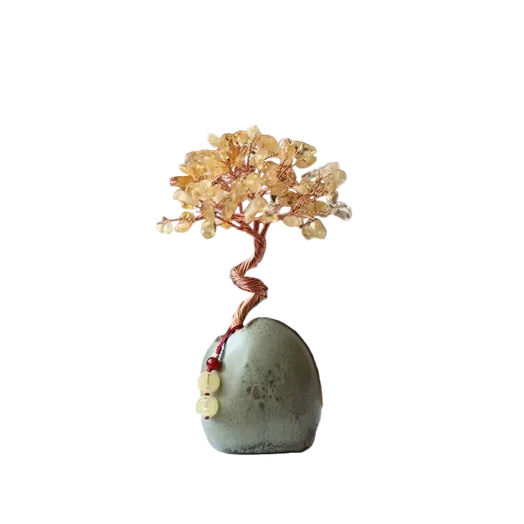 Natural Citrine Crystal Money Tree Ornament for Home and Office Decoration